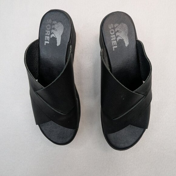 Sorel Cameron Flatform Mule in Black/White Size 7 - Picture 5 of 10